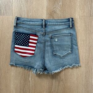 American Flag Detail Jean Shorts